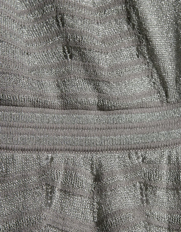 M Missoni Metallic Zigzag Cut Out Back Knit Dress