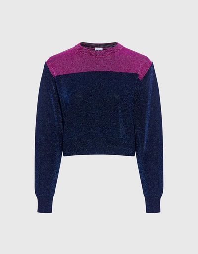 Metallic Colorblock Cropped Sweater