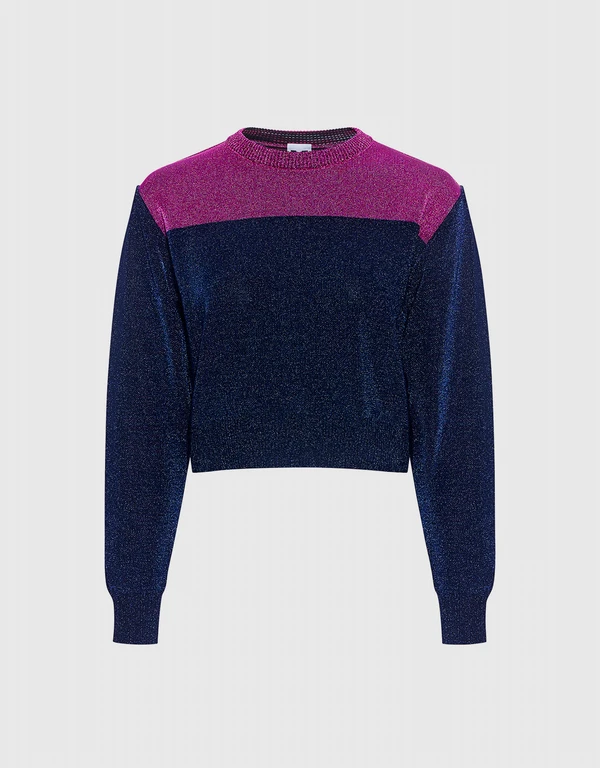 M Missoni Metallic Colorblock Cropped Sweater