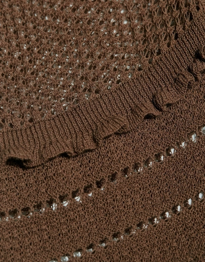 Crochet V-neck Ruffled Knit Top 