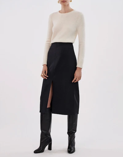Wool Suiting Tailored Pencil Skirt