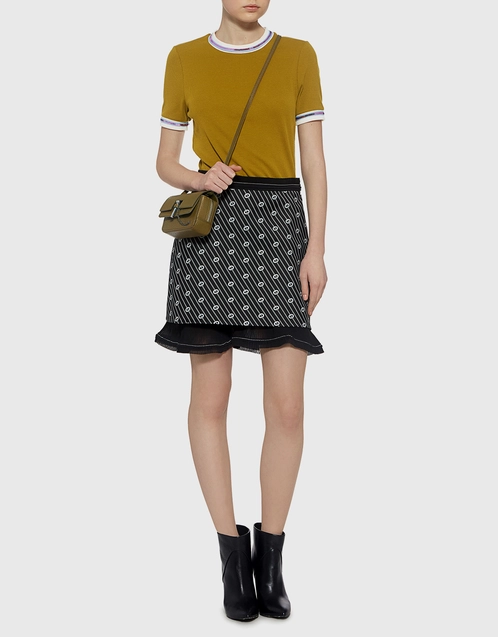 Jacquard Ruffled Pleats Mini Skirt
