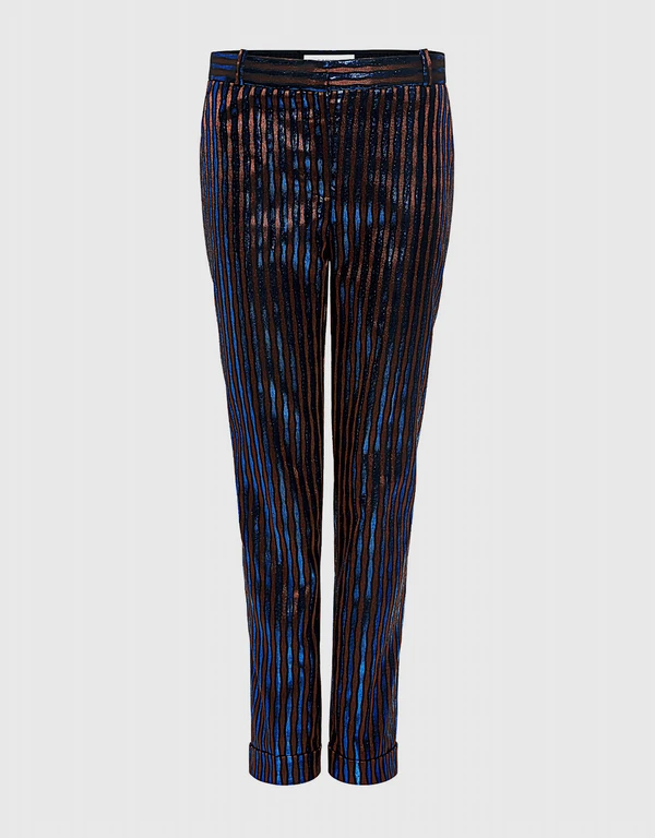 Carven Metallic Striped Cropped Pants