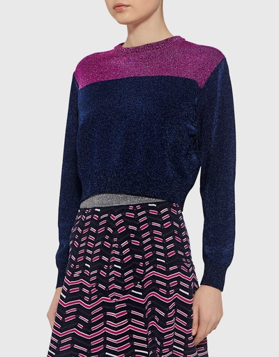 Metallic Colorblock Cropped Sweater