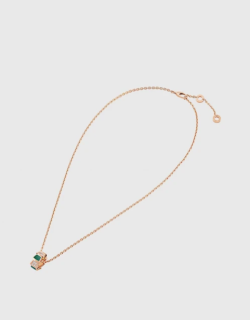 Serpenti Viper 18K Rose Gold Diamonds Malachite Elements Pendant Necklace