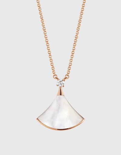 Divas' Dream 18K Rose Gold Diamond Mother of Pearl Pendant Necklace