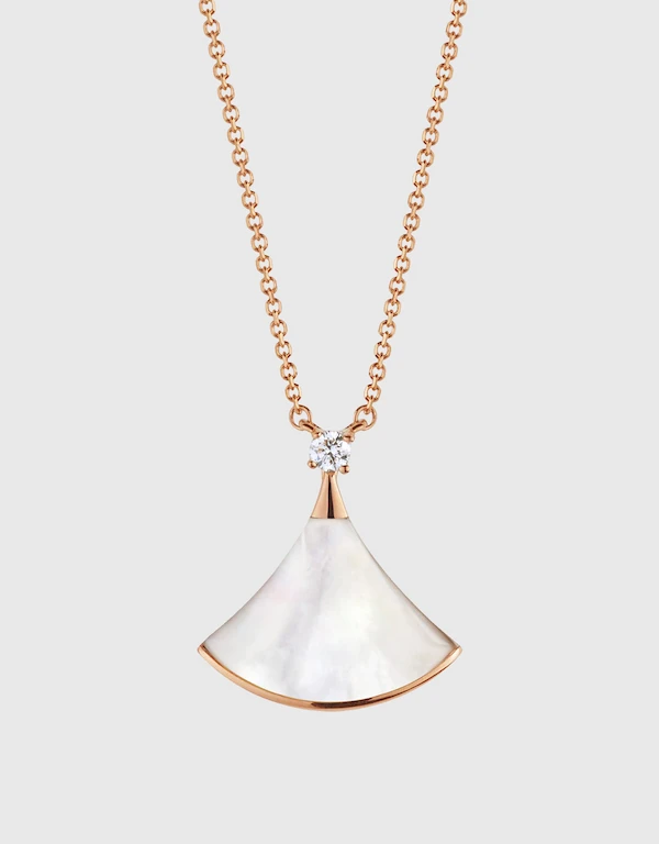 Bvlgari Divas' Dream 18K Rose Gold Diamond Mother of Pearl Pendant Necklace