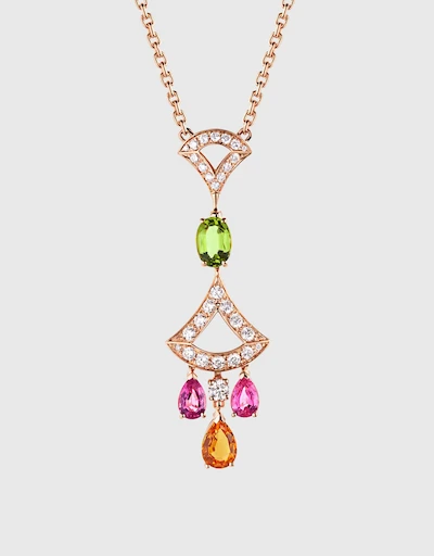 Divas' Dream 18K Rose Gold Diamonds And Coloured Gemstones Necklace