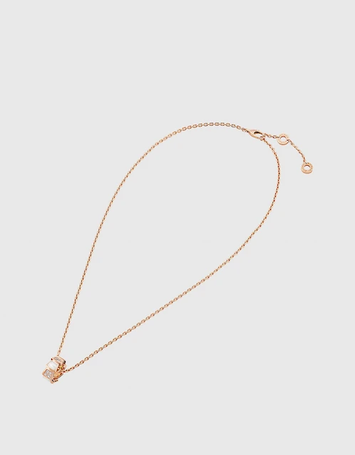 Serpenti Viper 18K Rose Gold Diamonds Mother Of Pearl Necklace