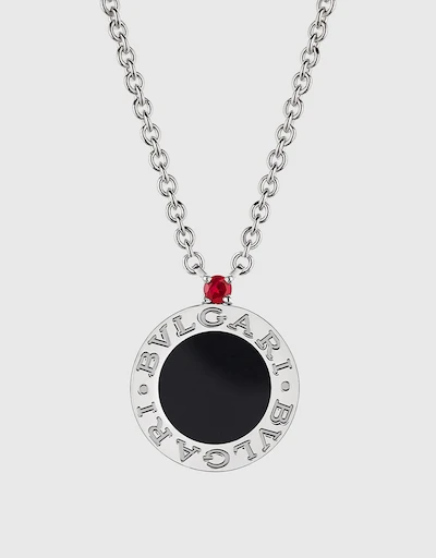 Save the Children Sterling Silver Onyx Element and Ruby Necklace