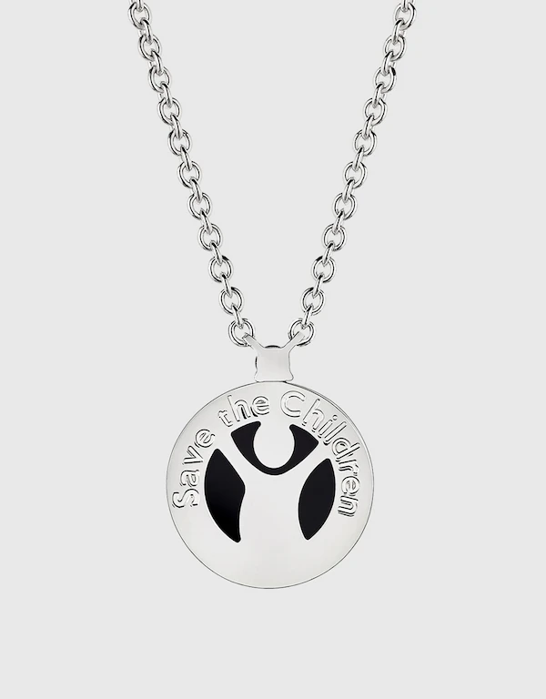 Bvlgari Save the Children Sterling Silver Onyx Element and Ruby Necklace