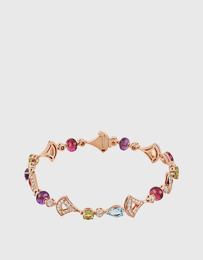Divas' Dream 18K Rose Gold Diamond Coloured Gemstones Bracelet