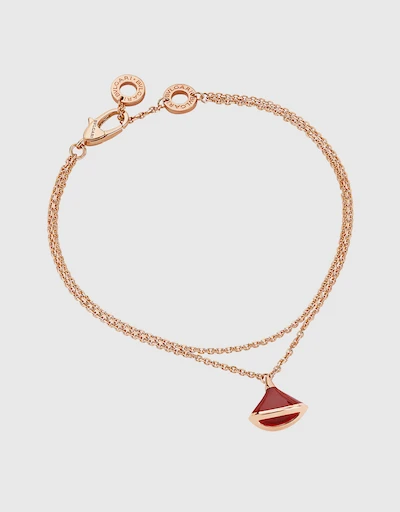 Divas' Dream 18K Rose Gold Carnelian Pendant Bracelet