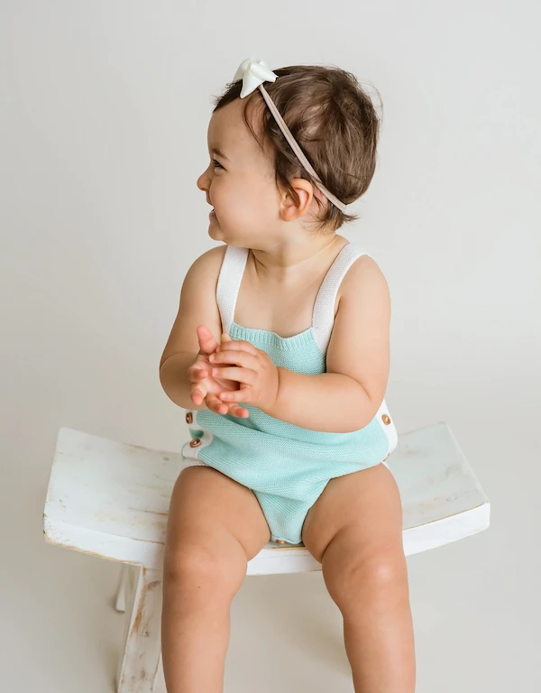 Cuclie Baby Colorblock Knit Baby Bubble Romper 0-24M
