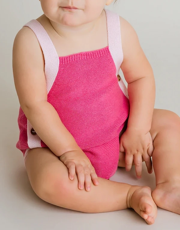 Cuclie Baby 撞色針織嬰幼兒泡泡連身褲 0-24月