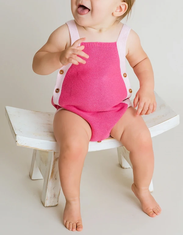 Cuclie Baby 撞色針織嬰幼兒泡泡連身褲 0-24月