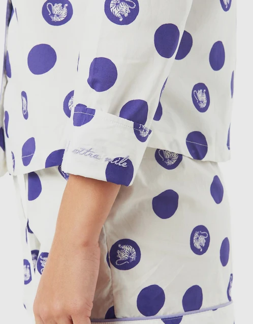 Vera Long Sleeve Pajama Set-Tiger Dots Ecru