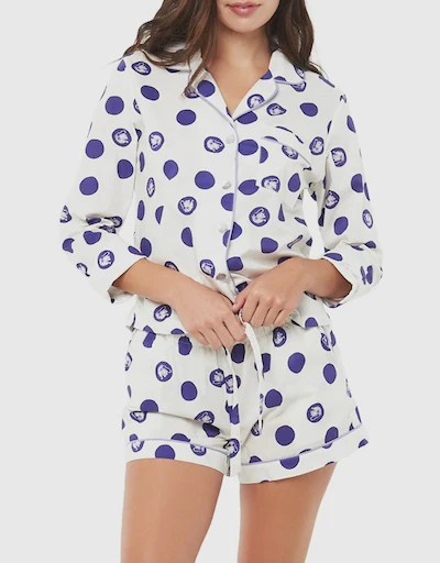 Vera Long Sleeve Pajama Set-Tiger Dots Ecru