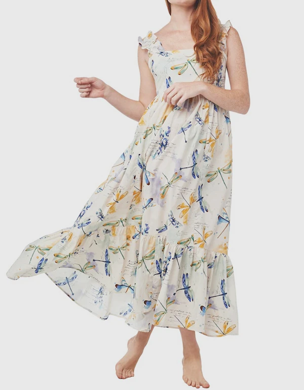 The Lazy Poet Mika Printed Maxi Dress-Dancing Dragonflies