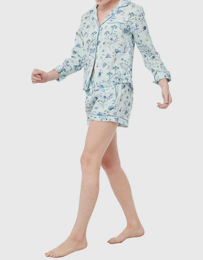 Vera Long Sleeve Pajama Set-Islas Baleares Blue