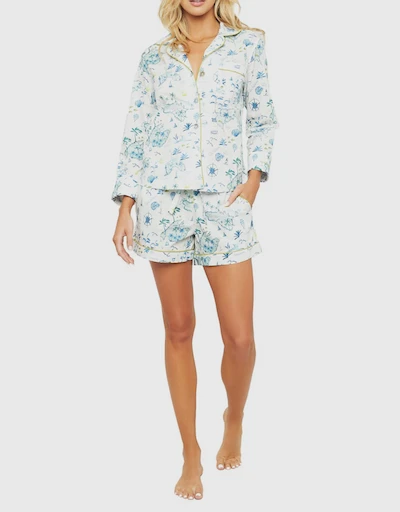 Vera Long Sleeve Pajama Set-Islas Baleares Ecru