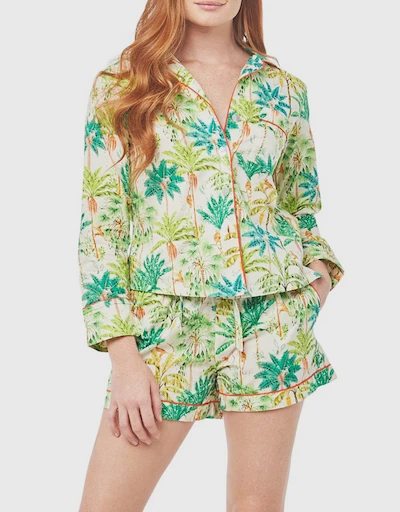 Vera Long Sleeve Pajama Set-Monkey Paradise Green