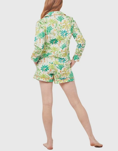 Vera Long Sleeve Pajama Set-Monkey Paradise Green