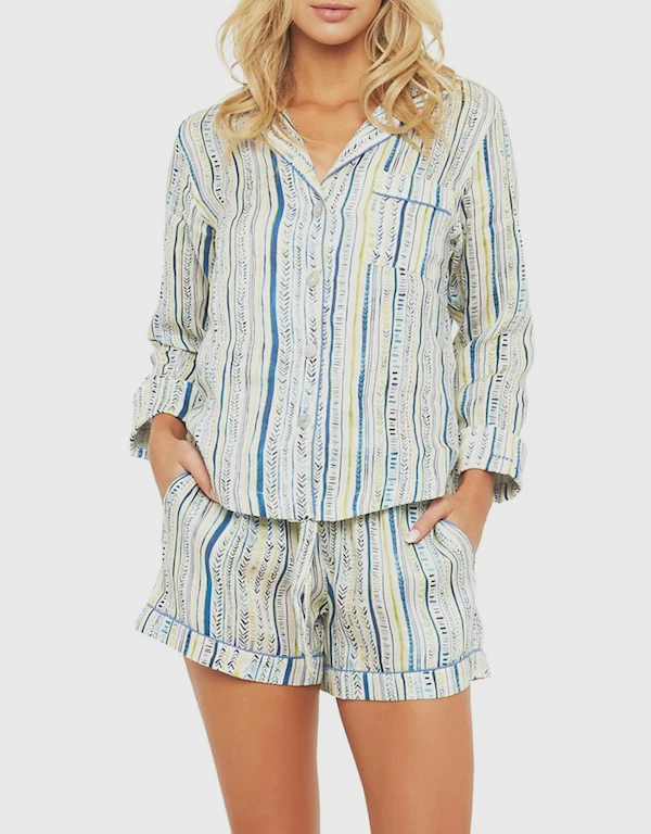 Vera Long Sleeve Pajama Set-Mykonos