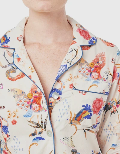 Vera Long Sleeve Pajama Set-Secret Garden Ecru