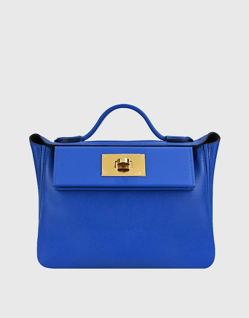 Hermès 24/24 21 Evercolor Swift Leather Handbag-Bleu Frence Gold Hardware