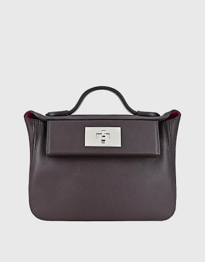 Hermès 24/24 21 Evercolor Swift Leather Handbag-Rouge Sellier Silver Hardware