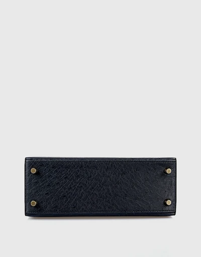 Hermès Kelly 25 Ostrich Leather Handbag-Noir Gold Hardware