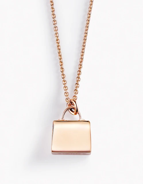 Hermès Amulettes Kelly Pink Sapphire Gemstones Rose Gold Pendant Necklace