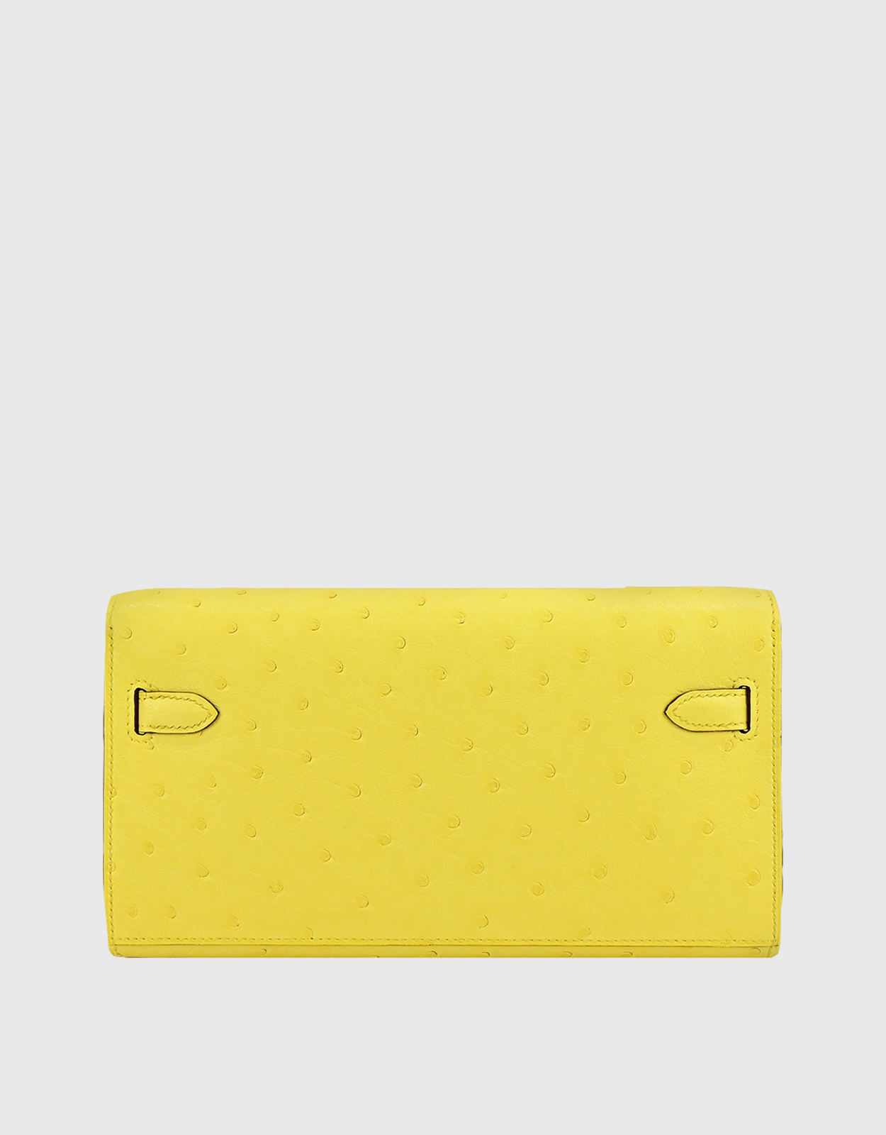 Hermès - Hermès Kelly to Go Ostrich Leather Long Wallet Shoulder Bag-Lime Gold Hardware