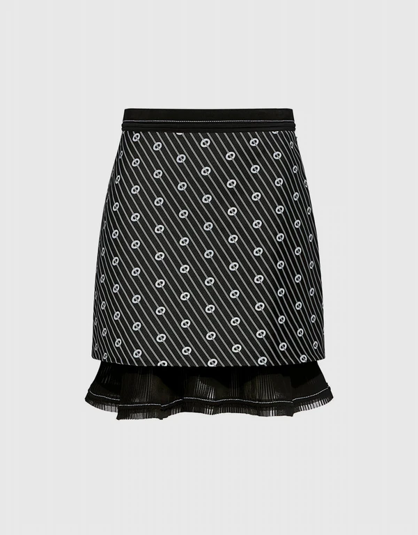 Carven Jacquard Ruffled Pleats Mini Skirt
