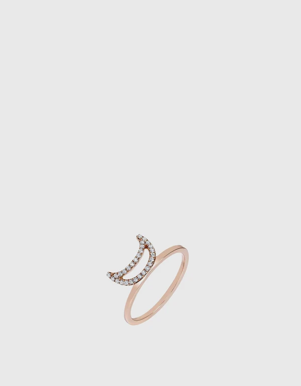 Ruifier Jewelry  Elements Diamond Rose Crescent 18ct Rose Gold Ring 