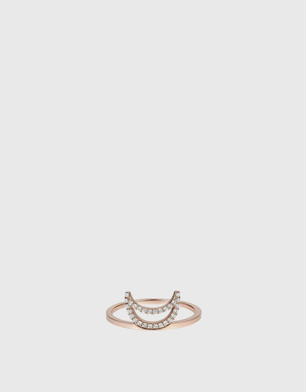 Ruifier Jewelry  Elements 鑽石玫瑰新月形 18 克拉玫瑰金戒指
