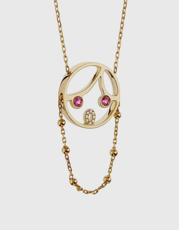 Ruifier Jewelry  MOYEN Pink Lady 18ct Yellow Gold Pendant 