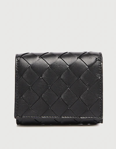 Intrecciato Leather Tri-fold Flat  Wallet