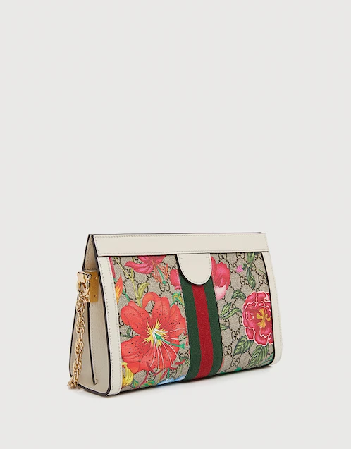 Ophidia Flora Small Canvas And Leather Chain Shoulder Bag