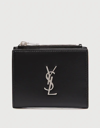 Logo Calfskin Leather Bi-fold Wallet