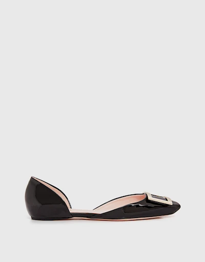 Trompette Dorsay Patent Leather Metal Buckle Ballerinas Flats