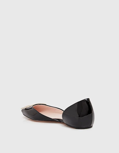 Trompette Dorsay Patent Leather Metal Buckle Ballerinas Flats