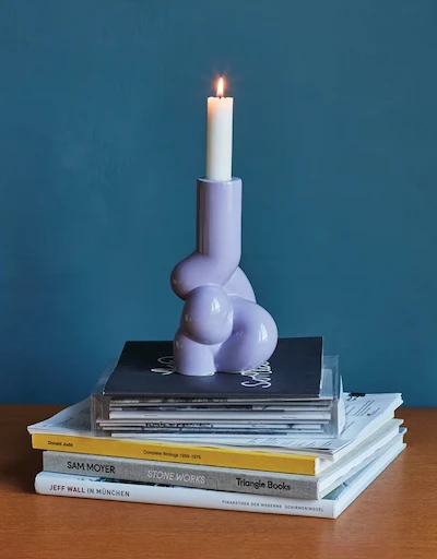 W And S Candleholder-Soft Lavender