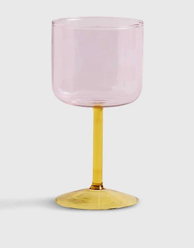 調色紅酒杯兩件組-Pink And Yellow