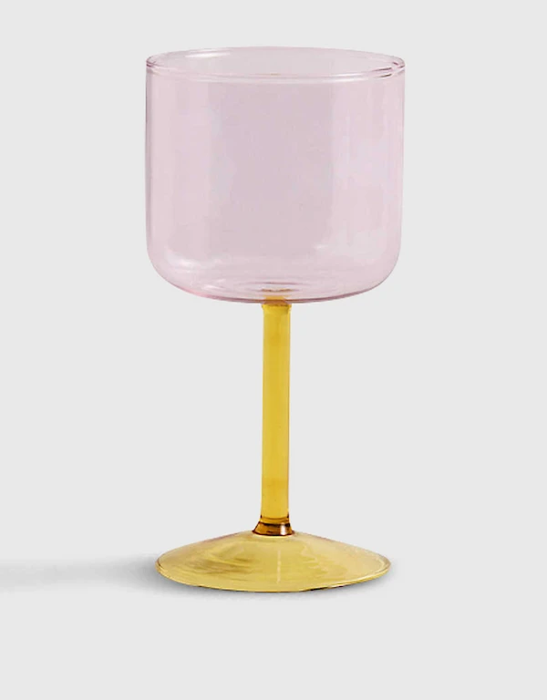 HAY Tint Wine Glass Set Of Two-Pink And Yellow
