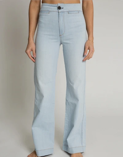 Brighton High-rised Wide-leg Jeans-White Water 