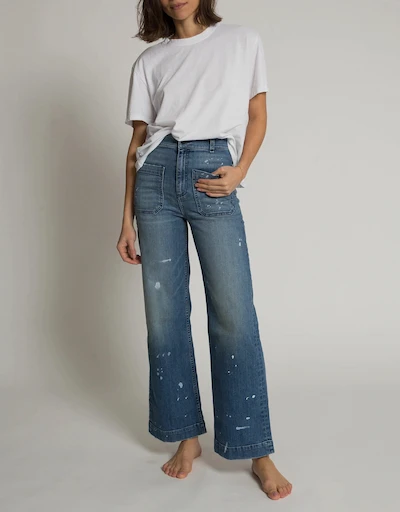 Sailor High-Rised Wide-Leg Cropped Jeans-Mulholland