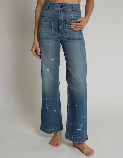 Sailor High-rised Wide-leg Cropped Jeans-Mulholland