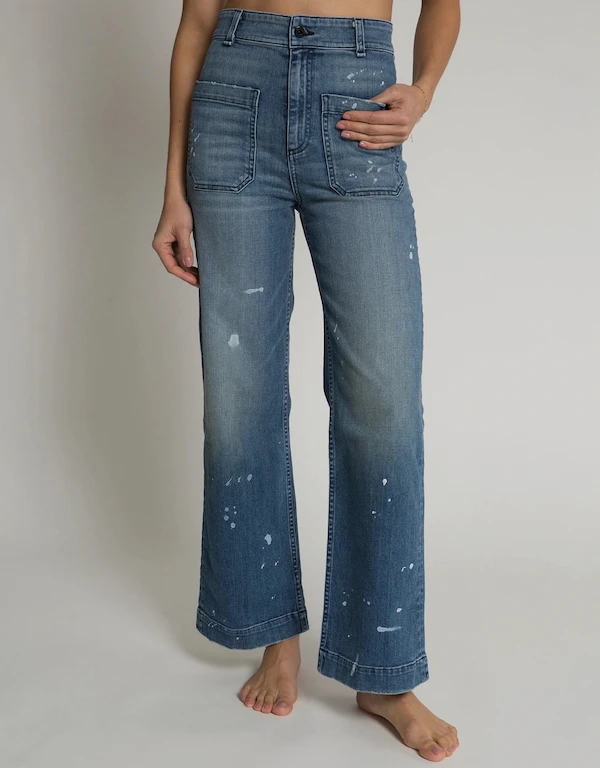 ASKK NY Sailor High-Rised Wide-Leg Cropped Jeans-Mulholland